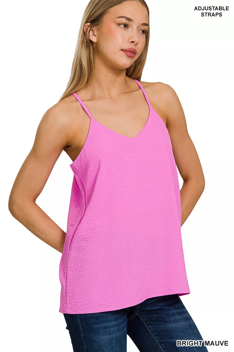 Zenana Woven Airflow Adjustable Strap V-Neck Cami