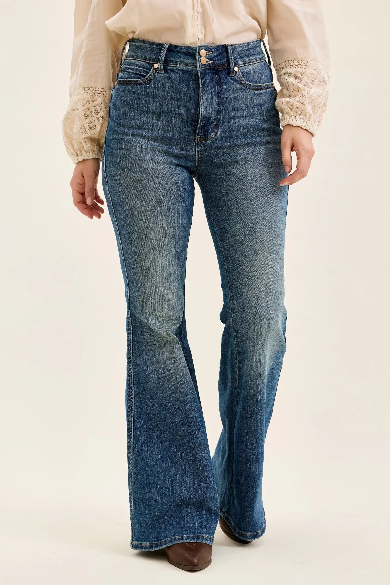 Judy Blue High Waist Double Button Tummy Control Flare Jeans