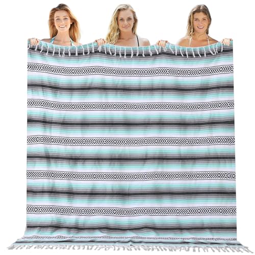 Mexican Throw Blanket Lightweight Serape Outdoor Blanket Extra Large Picnic Blanket Camping Blanket Beach Blanket Turkish Towel Sandproof Honeymoon Gift Fast Dry XL Compact Tent Gadgets 60