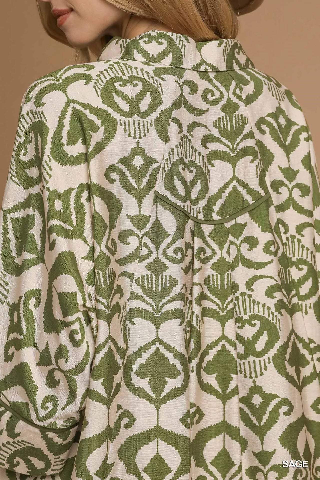 Umgee Abstract Print Button-Up Oversized Shirt