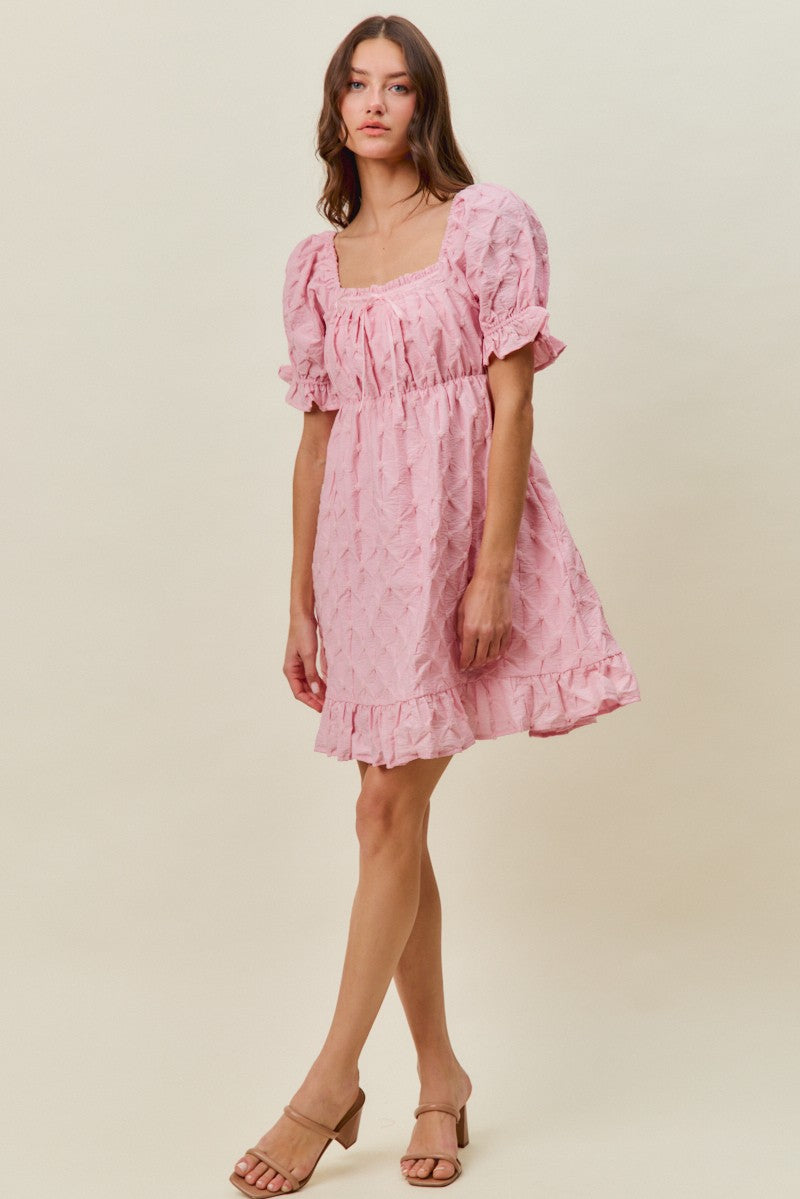 SO ME Texture Woven Ruching On Bust Mini Dress