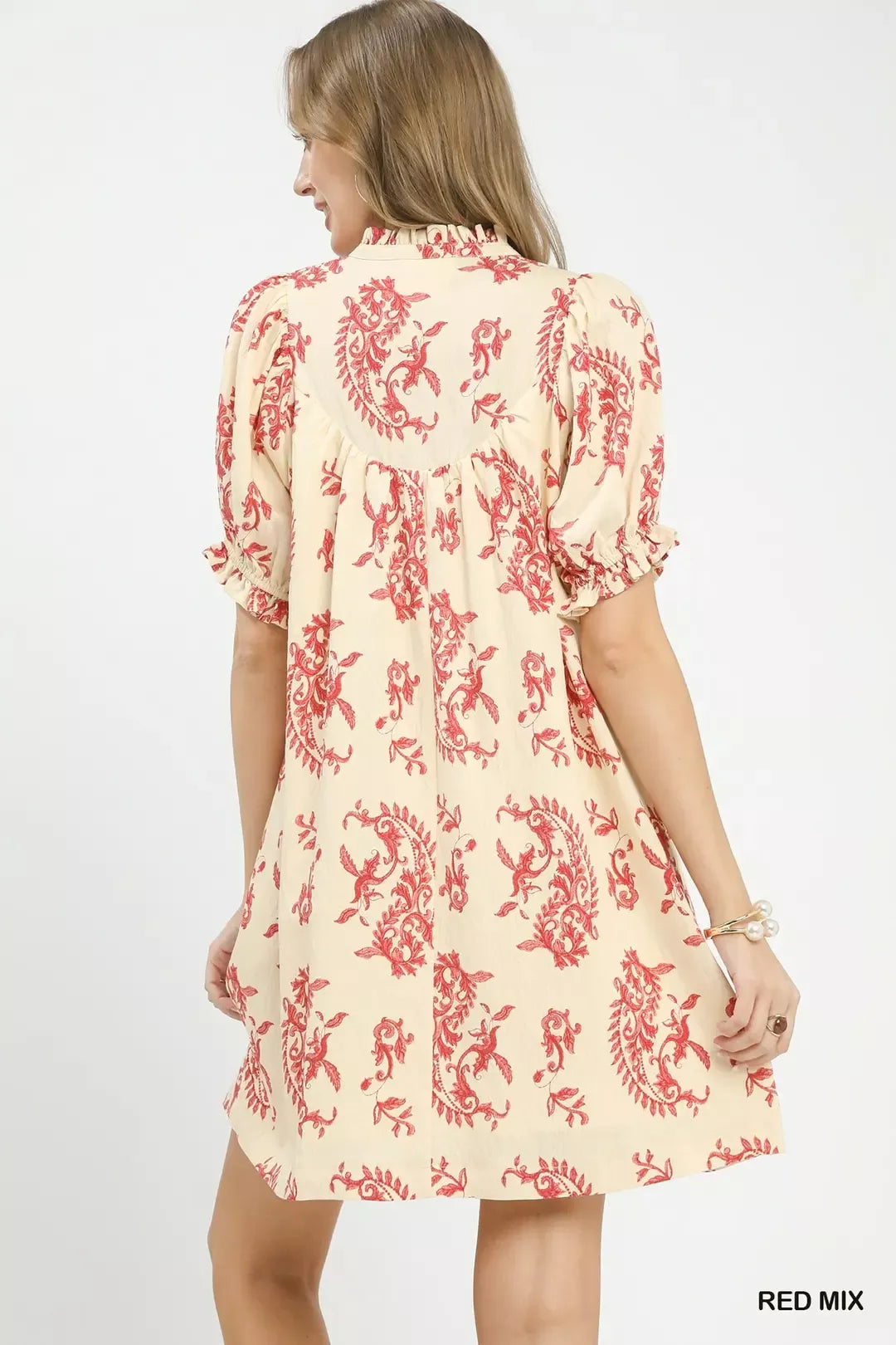 Umgee Mix Paisley Scallop Trim Dress