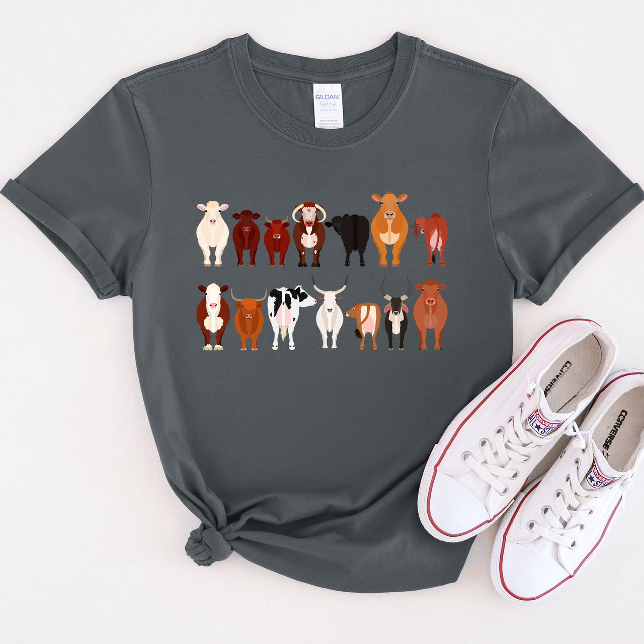 Cow Lovers Farm Animal Illustration Breeds Edition Collection Premium Graphic Tee