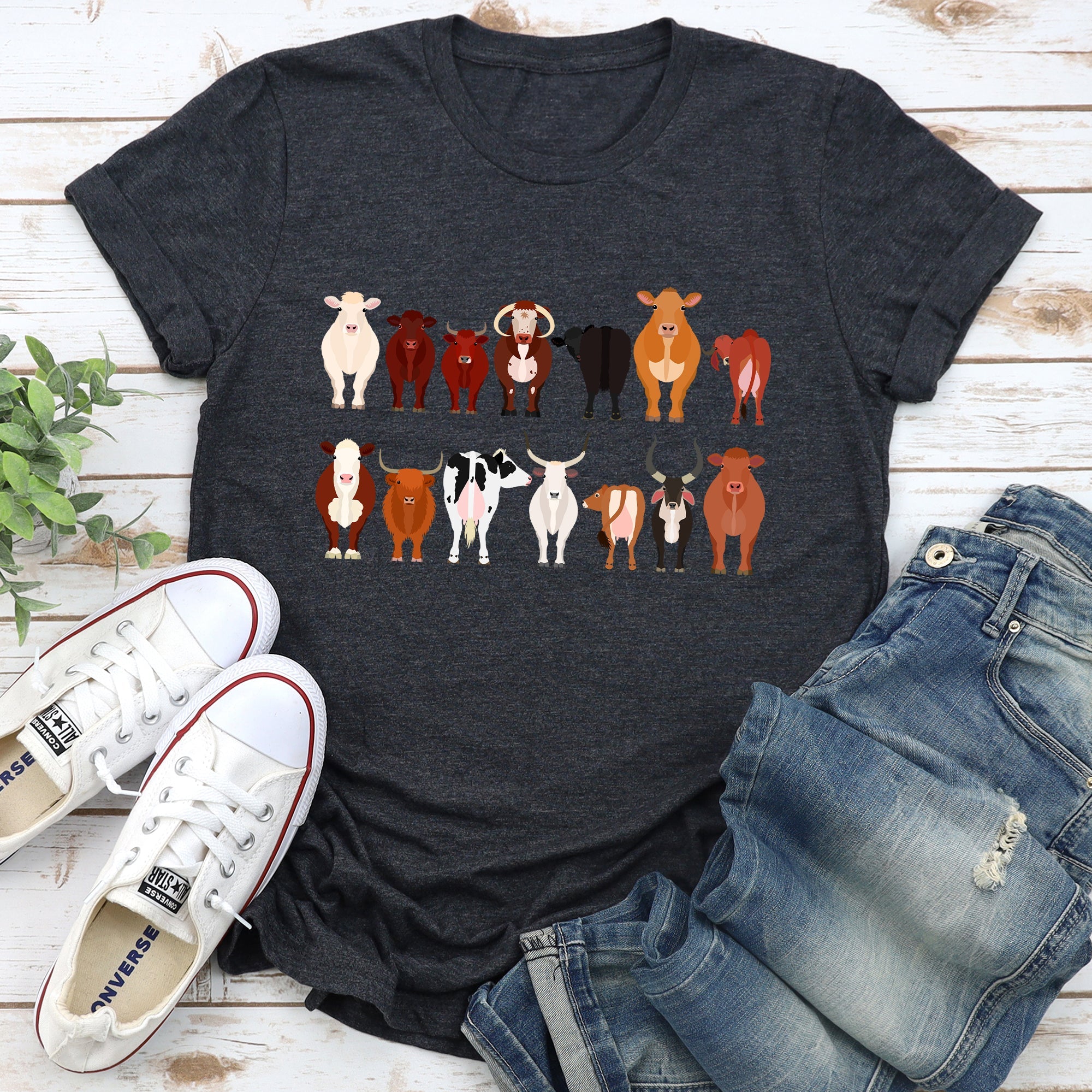 Cow Lovers Farm Animal Illustration Breeds Edition Collection Premium Graphic Tee