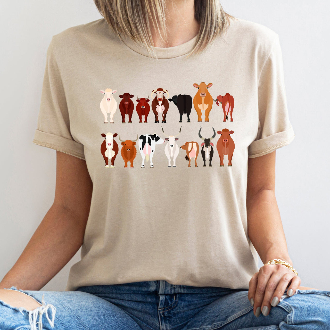 Cow Lovers Farm Animal Illustration Breeds Edition Collection Premium Graphic Tee