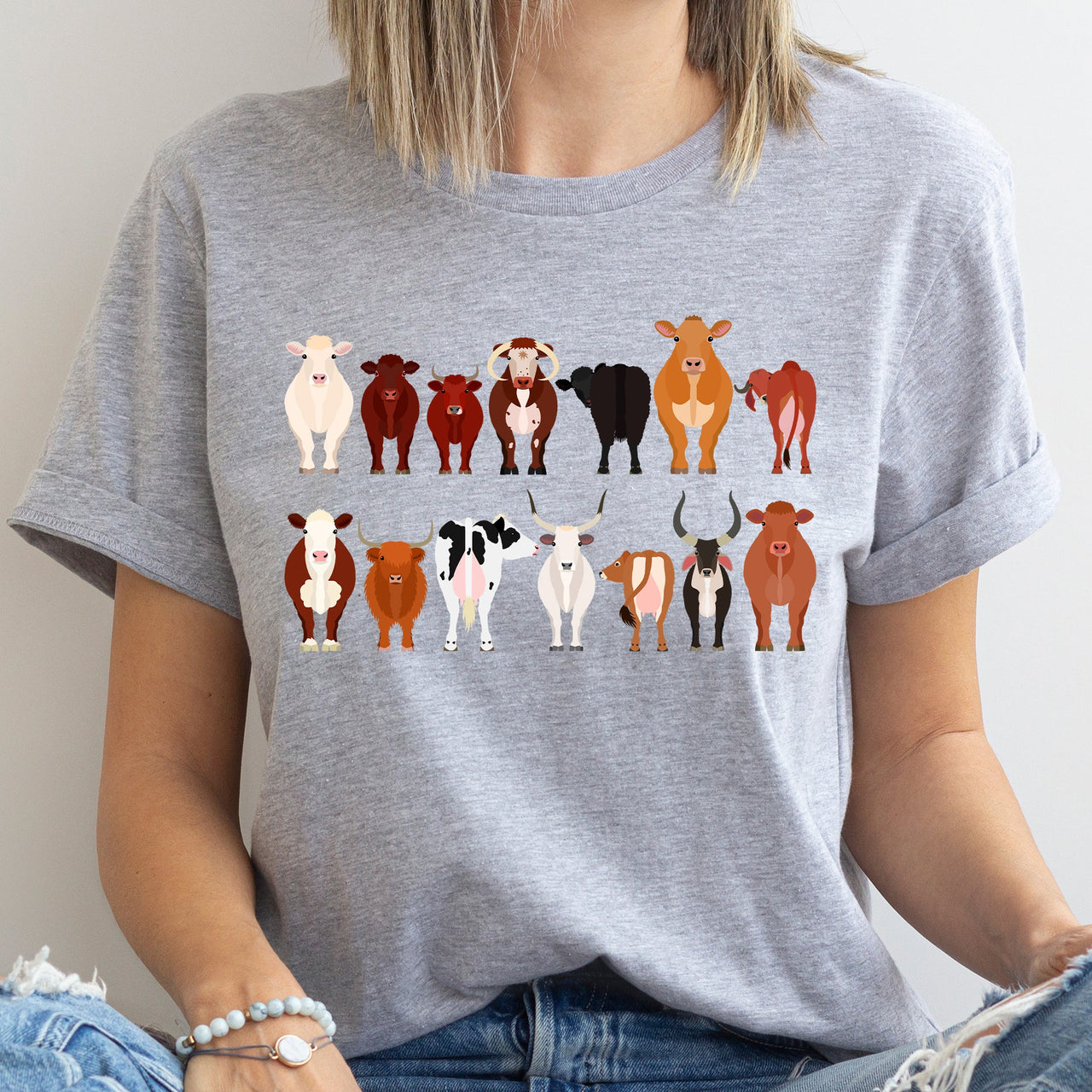Cow Lovers Farm Animal Illustration Breeds Edition Collection Premium Graphic Tee
