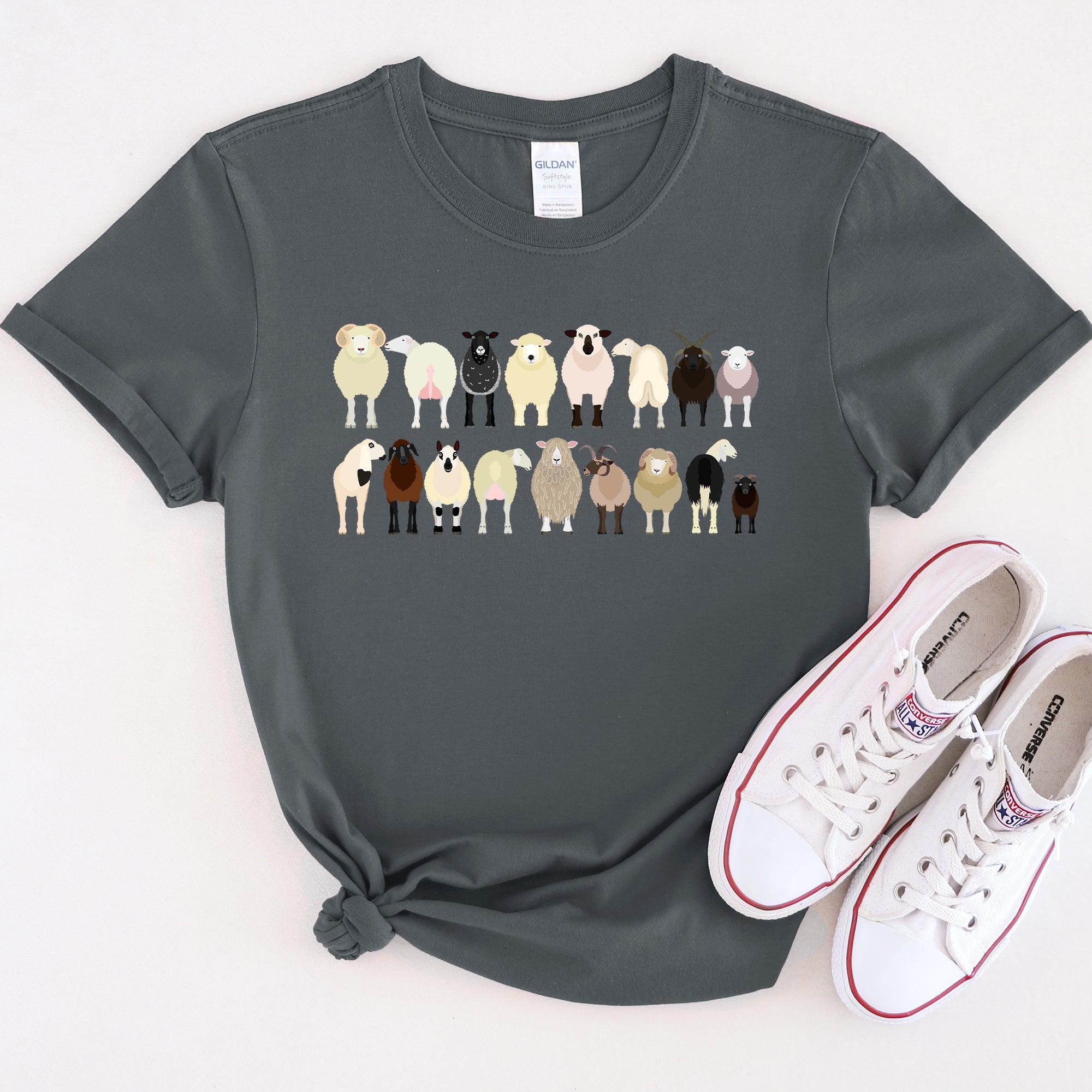 Sheep Lovers Farm Animal Illustration Breeds Artwork Series Collection Graphic Tee