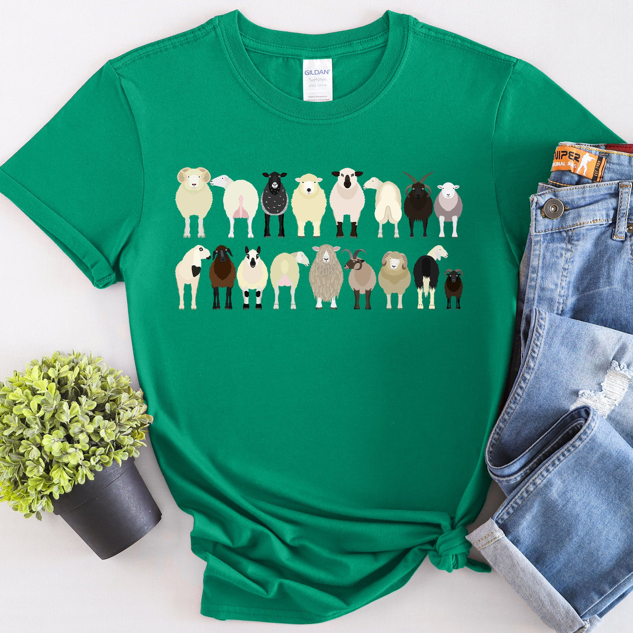 Sheep Lovers Farm Animal Illustration Breeds Artwork Series Collection Graphic Tee