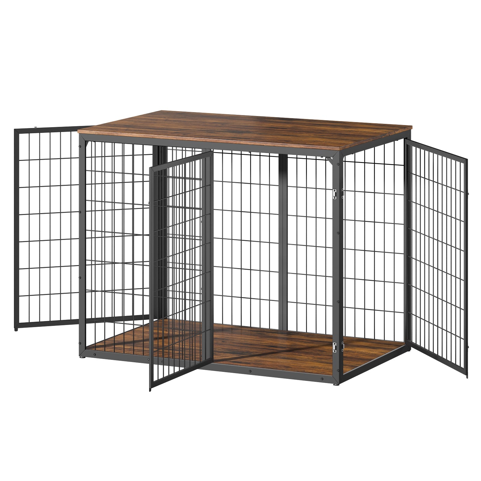 47'' Dog Crate Dog Cage Furniture with 3 Doors,for Large & Medium Dogs.Rustic Brown
