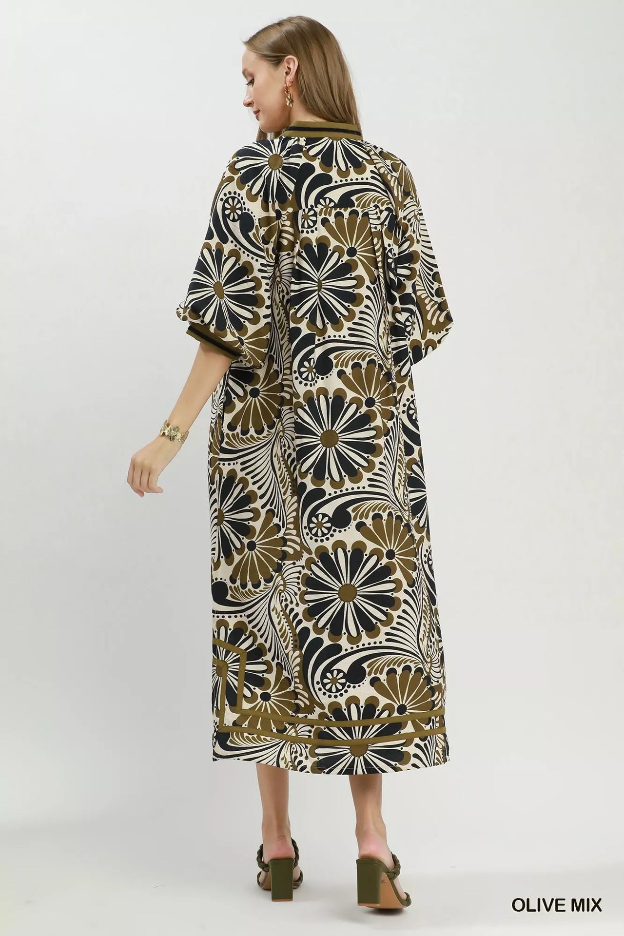 Umgee Abstract Print Midi Dress
