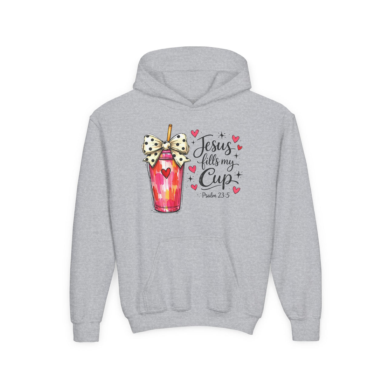 Jesus Fills My Cup Hoodie | Psalm 23 Christian Faith Kids