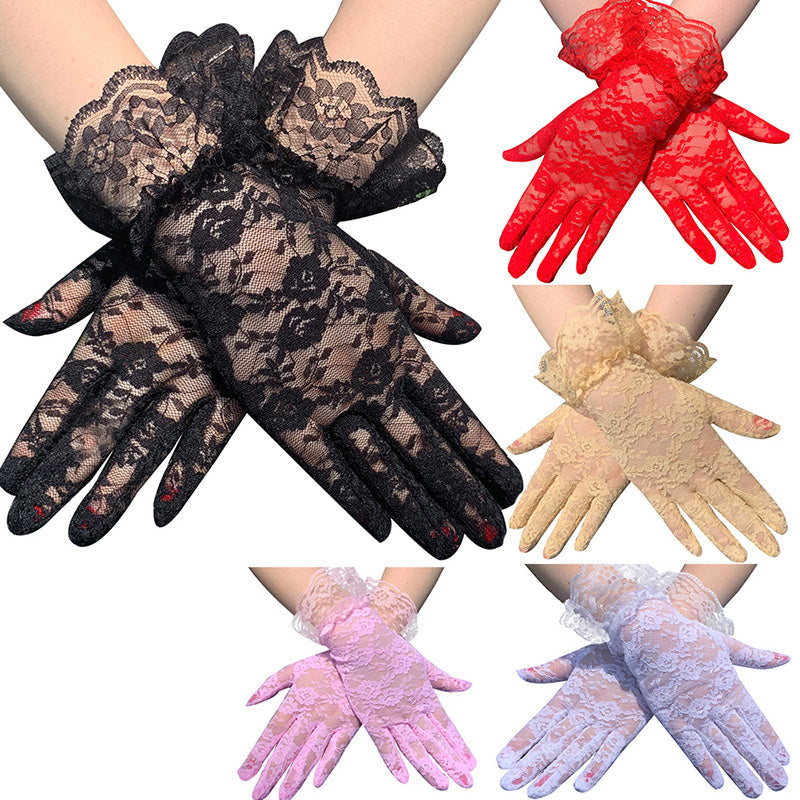 Lace lace short sun protection gloves