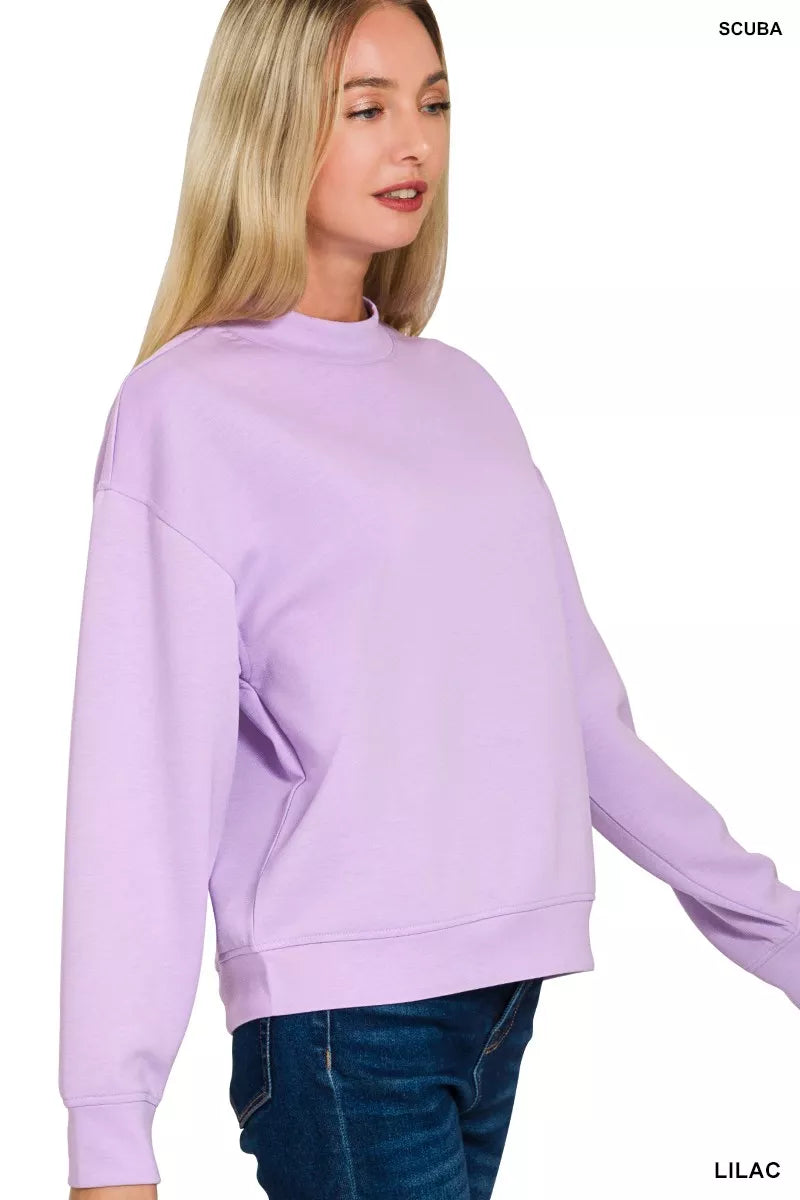 Zenana Scuba Mock Neck Sweatshirt and Joggers Set