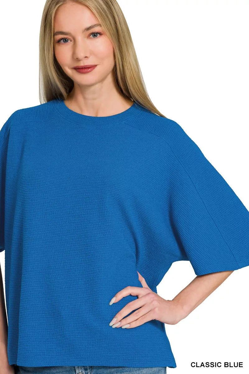 Zenana Double Knit Short Sleeve Top