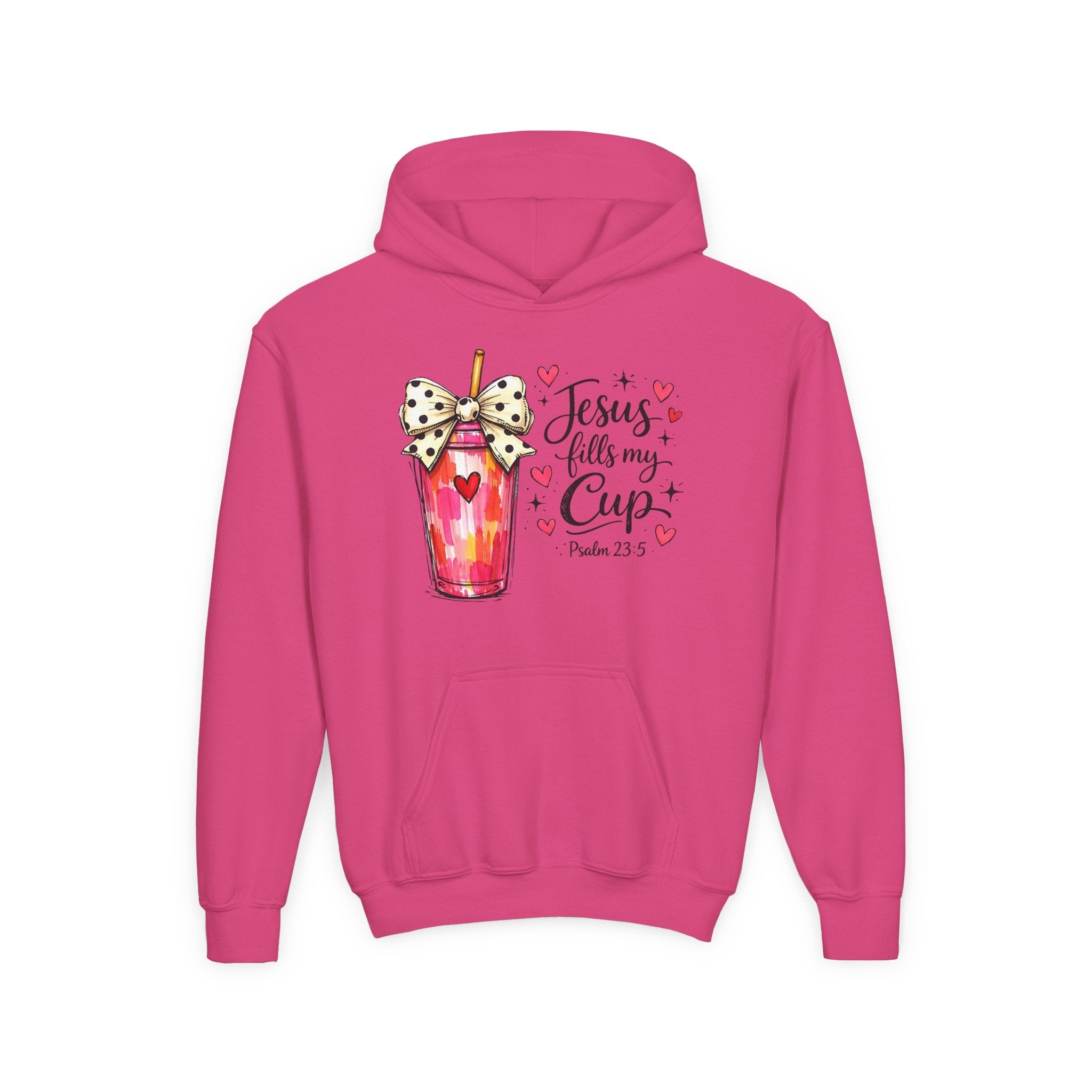 Jesus Fills My Cup Hoodie | Psalm 23 Christian Faith Kids