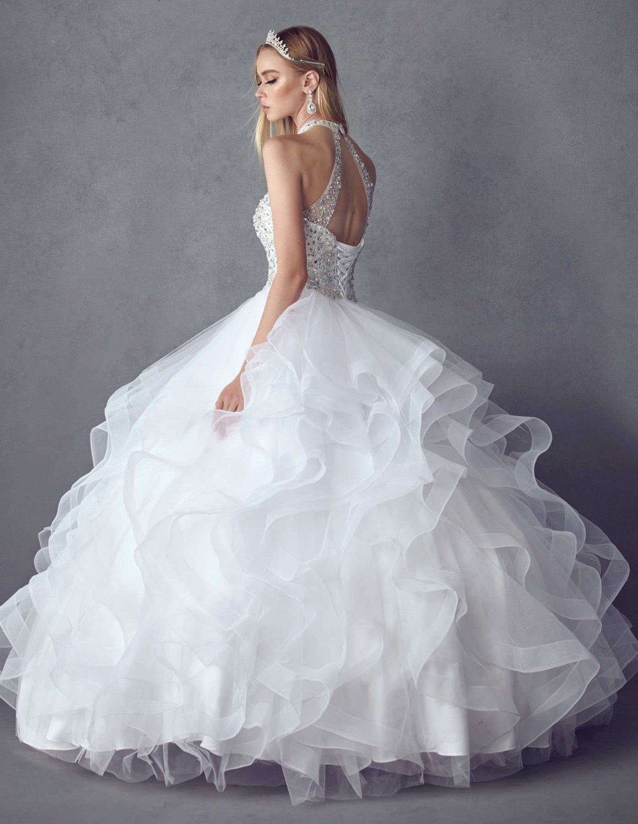 Juliet 1420 Crystal Beading Layered Tulle Skirt Quinceanera Dress