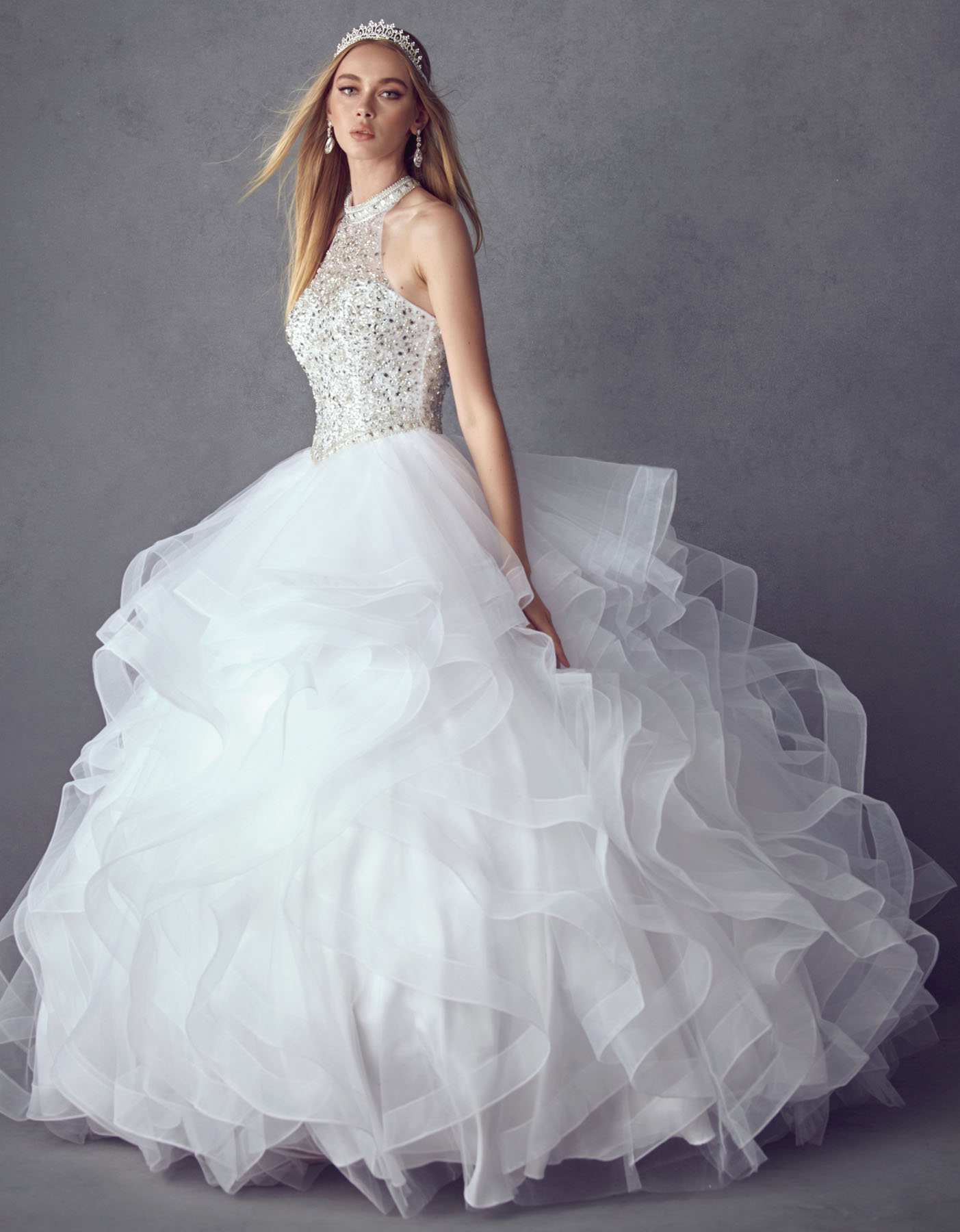 Juliet 1420 Crystal Beading Layered Tulle Skirt Quinceanera Dress