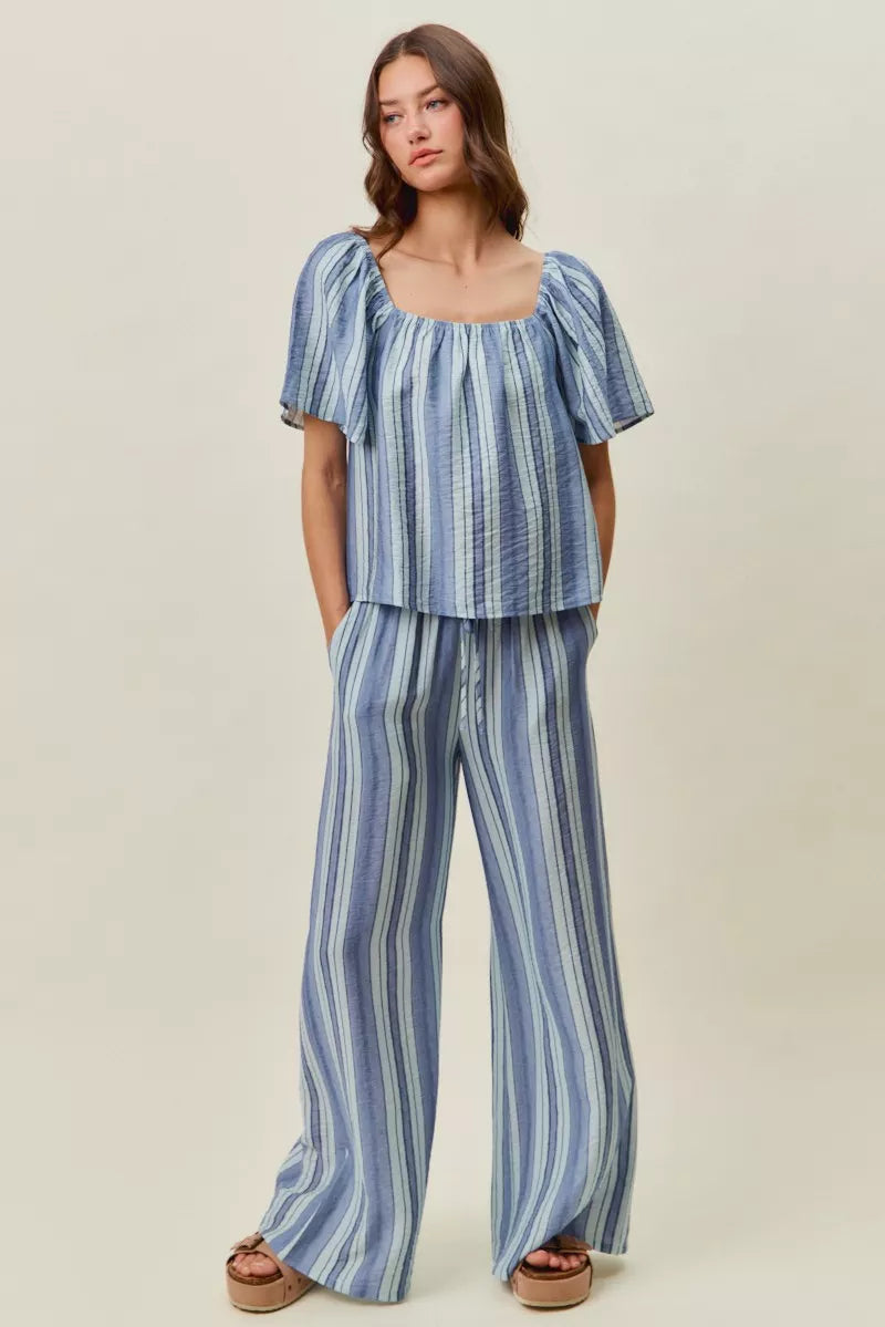 SO ME Stripe Wide Leg Pull On Pants