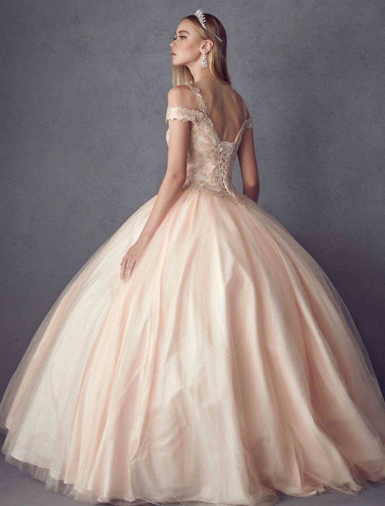 Juliet 1430 Dress Quinceanera Ball Gown Embroidered Applique Glitter Tulle