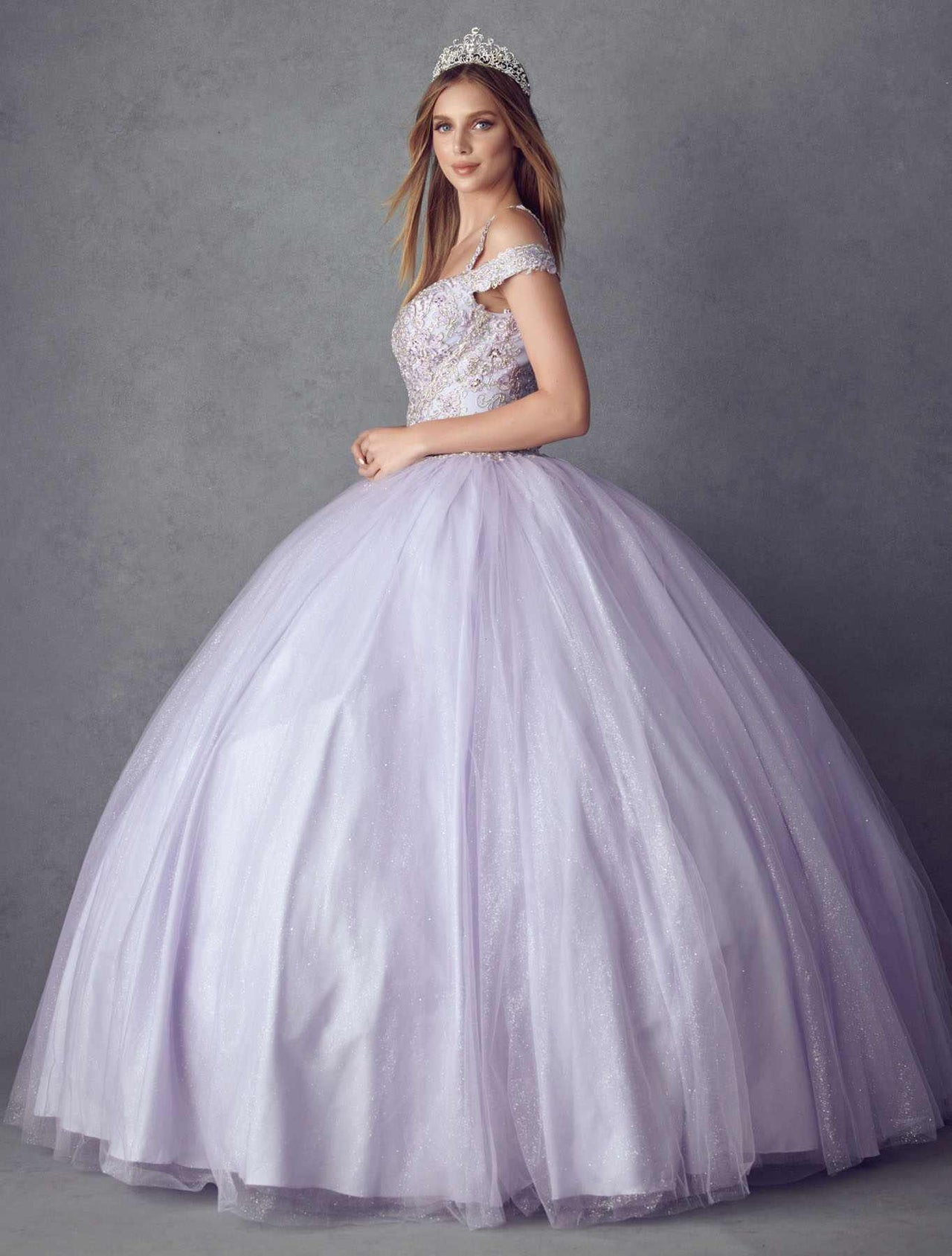 Juliet 1430 Dress Quinceanera Ball Gown Embroidered Applique Glitter Tulle