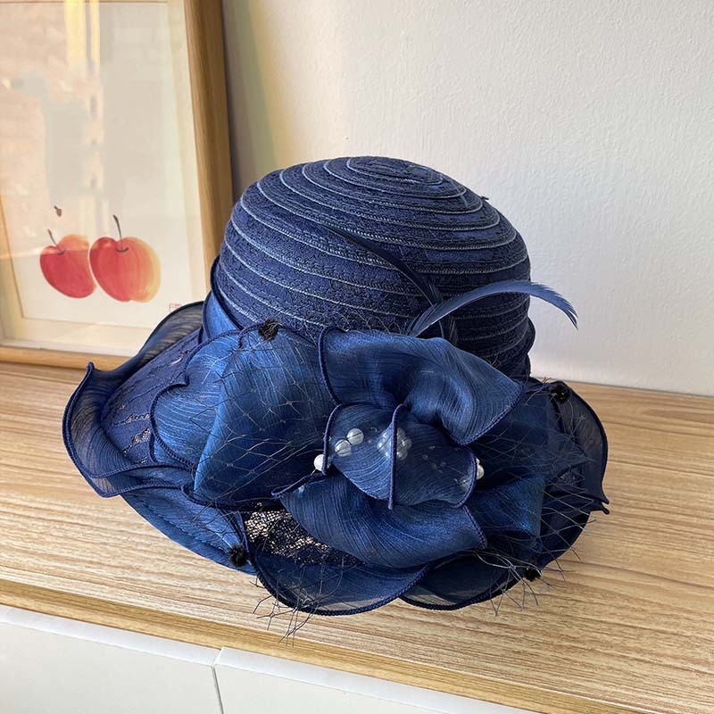 Mesh Straw Embroidered Beach Hat