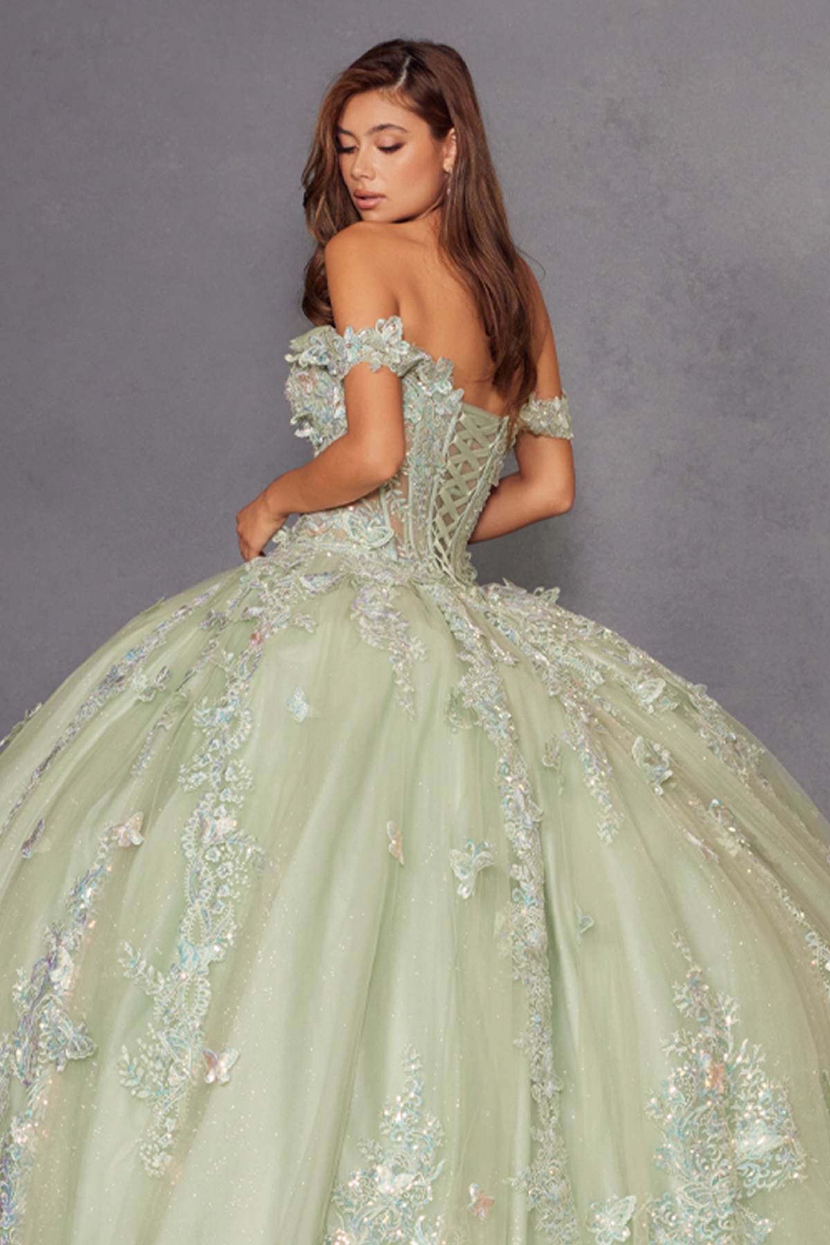 Juliet JT1485J Off the Shoulder Cinderella Quinceanera Ball Gown
