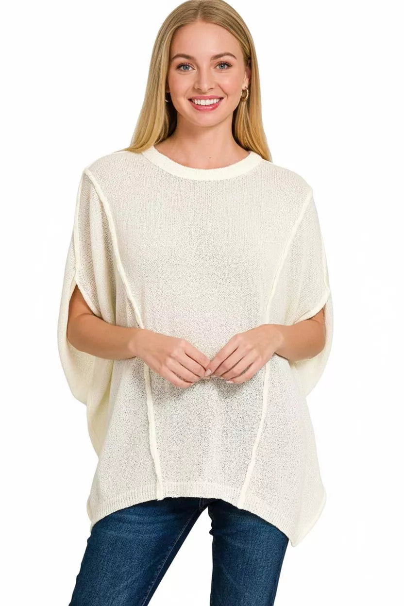 Zenana Drop Shoulder Short Sleeve Knit Top