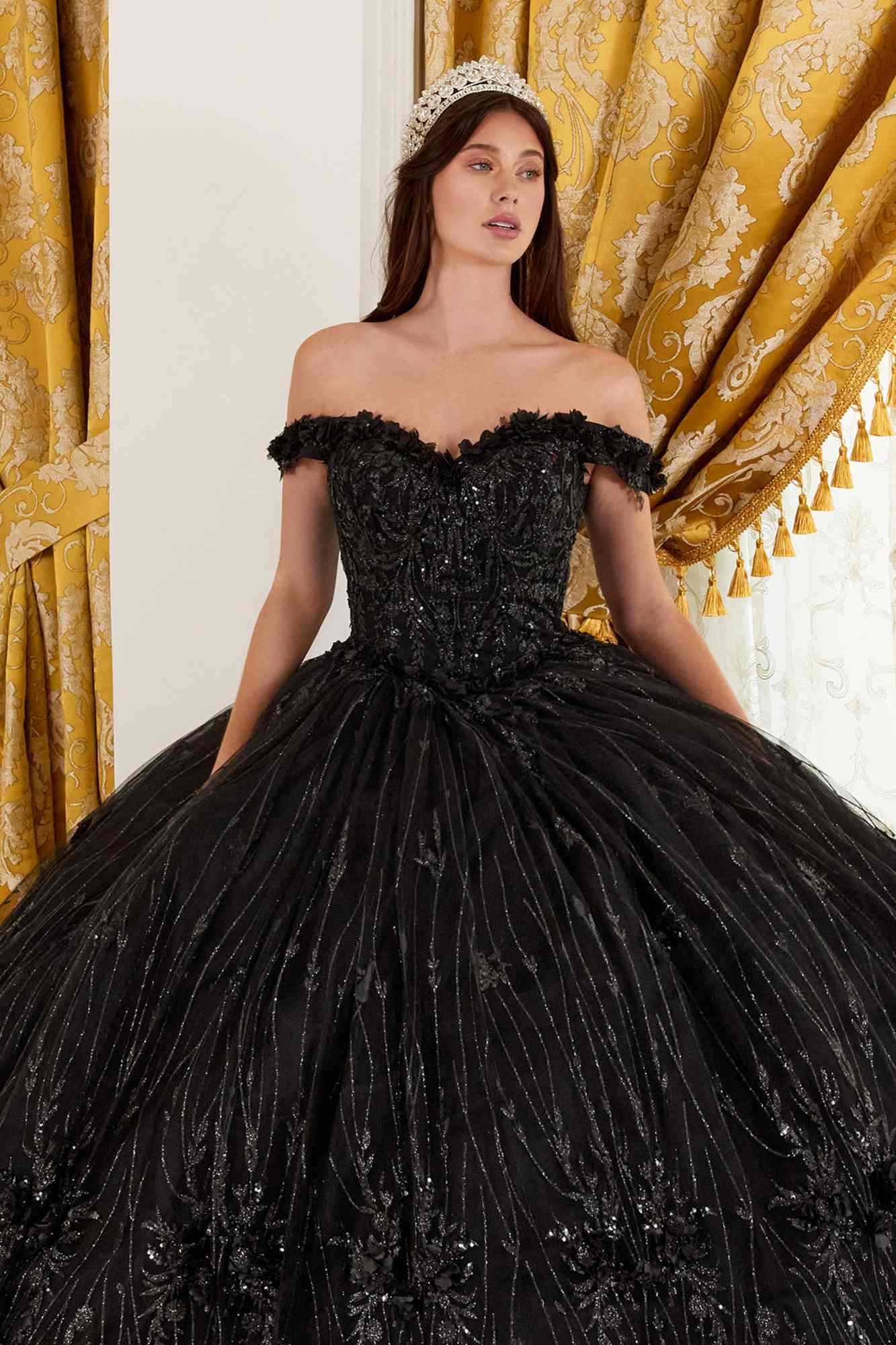 Ladivine 15704 Off the Shoulder Quinceanera Floral Ball Gown