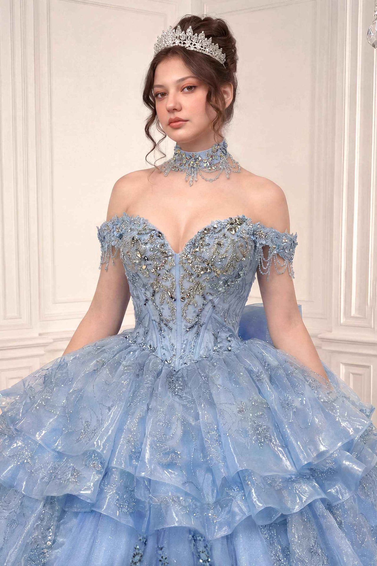 Ladivine 15742 Off the Shoulder Poofy Quinceanera Ball Gown