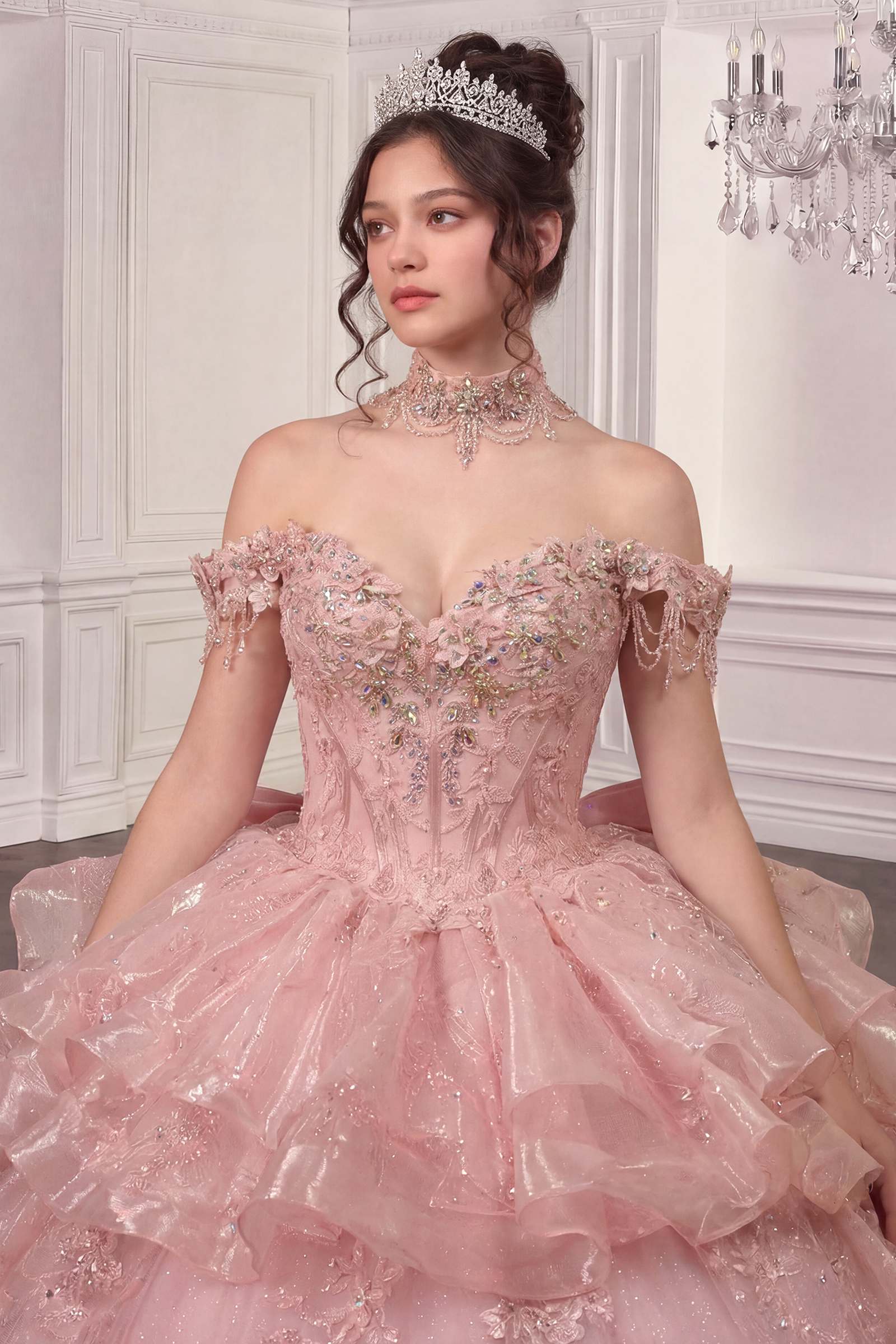 Ladivine 15742 Off the Shoulder Poofy Quinceanera Ball Gown