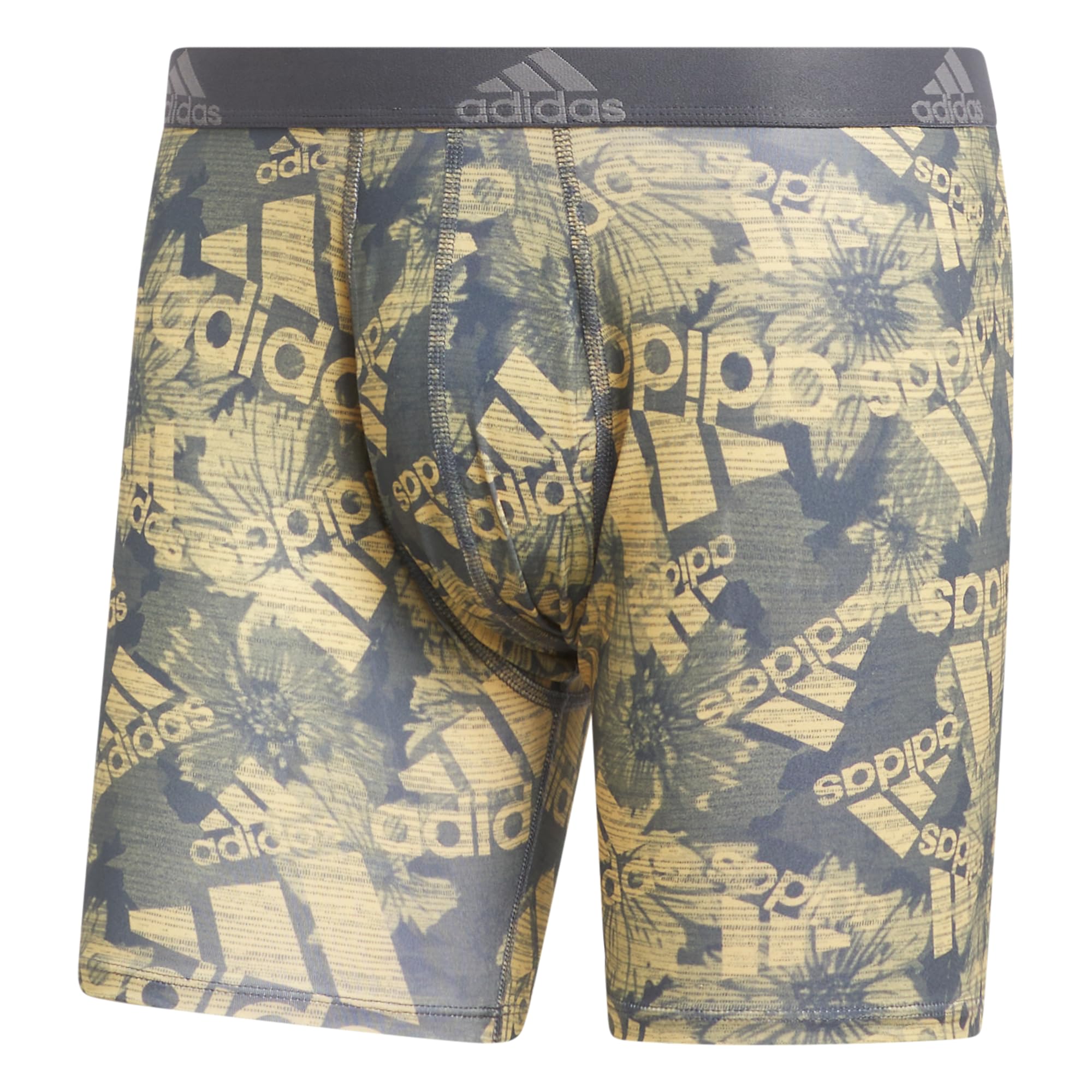 adidas Mens Microfiber Athletic Fit Boxer Brief Underwear (1 Pair) Breathable Performance Workout BOS Floral Onix-Grey-Semi Spark/Onix Grey/Semi Spark Orange Medium