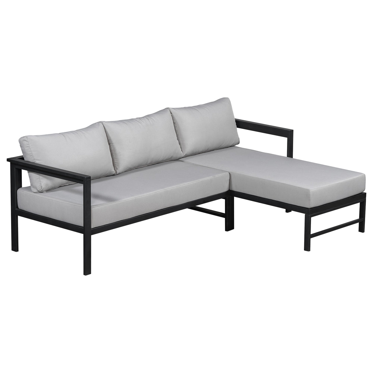 U_style Outdoor L-Shaped Sofa with Iron Frame,Weather-Resistant Patio Sofa Set with Ultra-Thick Cushions,Comfortable Seating for 3,Ideal for Patio, Balcony,and Garden