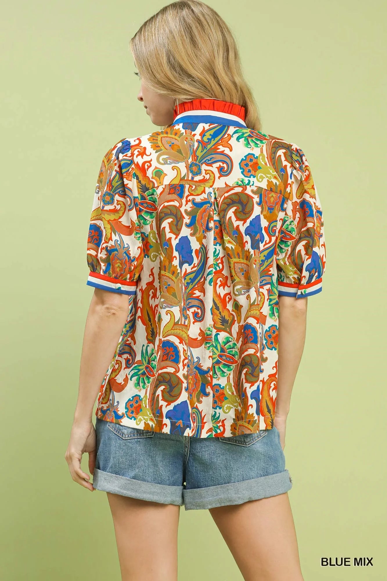 Umgee Jacquard Abstract Print Top