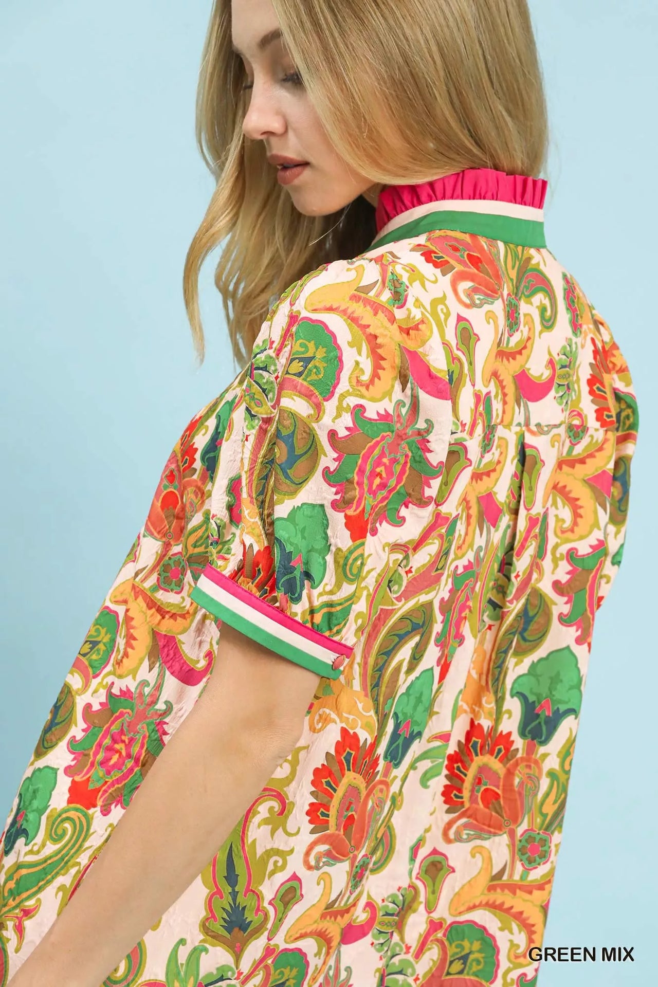 Umgee Jacquard Abstract Print Mini Dress