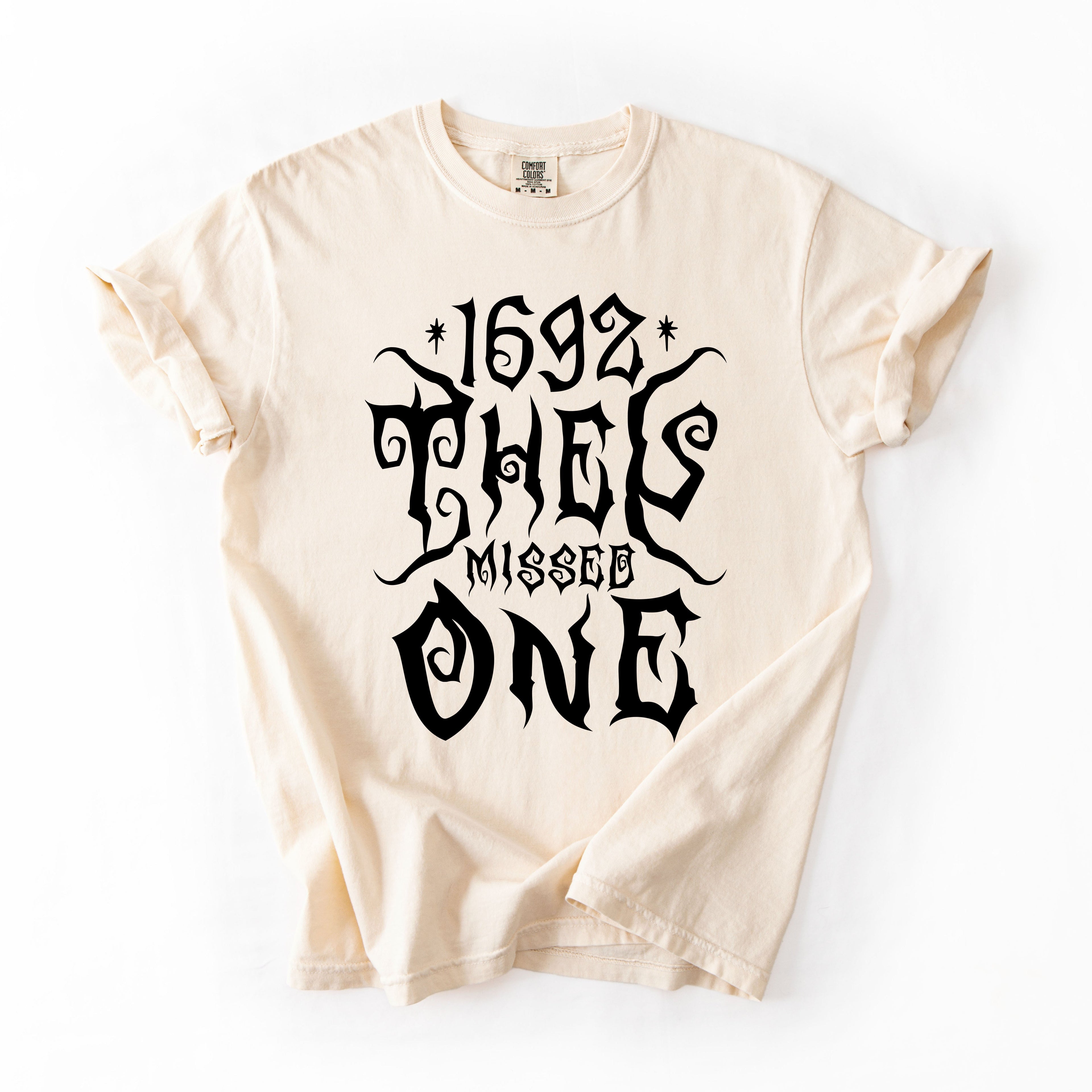 1692 They Missed One Salem Spooky Halloween Witch Shimmering Ghost Comfort Colors Tee
