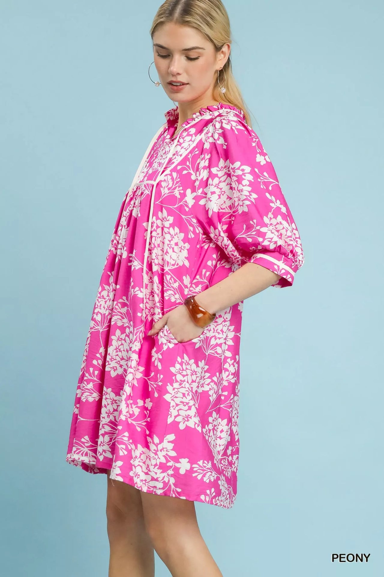 Umgee Floral Babydoll Dress with Pockets