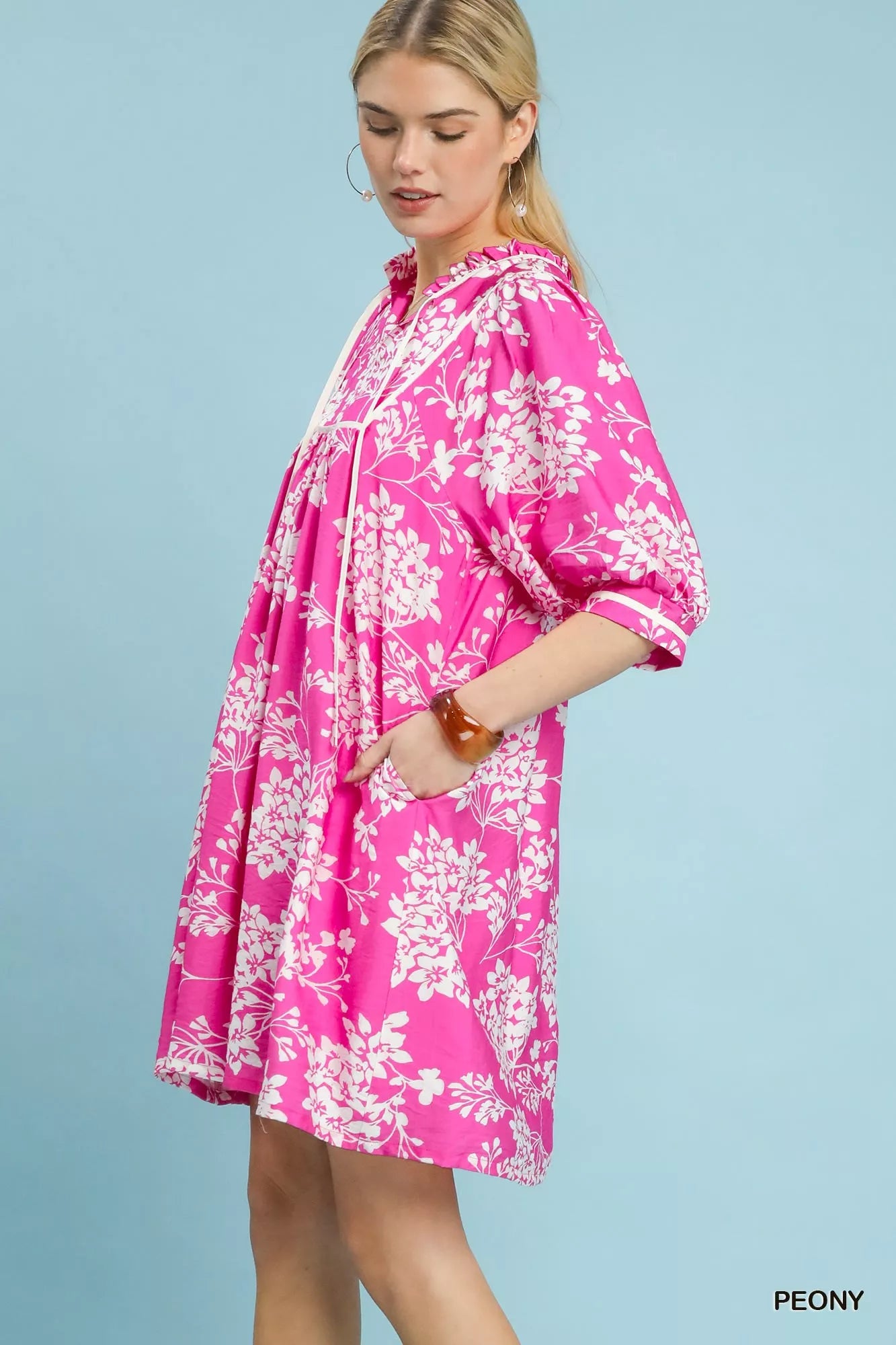 Umgee Floral Babydoll Dress with Pockets