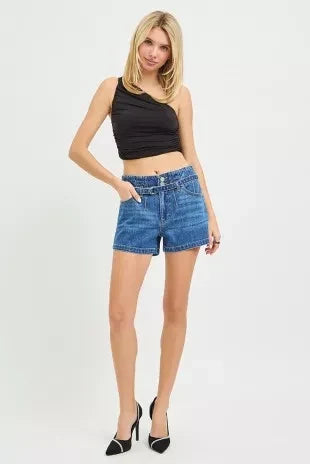 RISEN Slouchy Denim Shorts with Belt