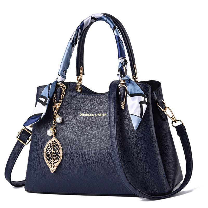 Women's Shoulder Bag With Leaf Pendant Fashion Silk Scarf Handbag (See size chart where applicable)