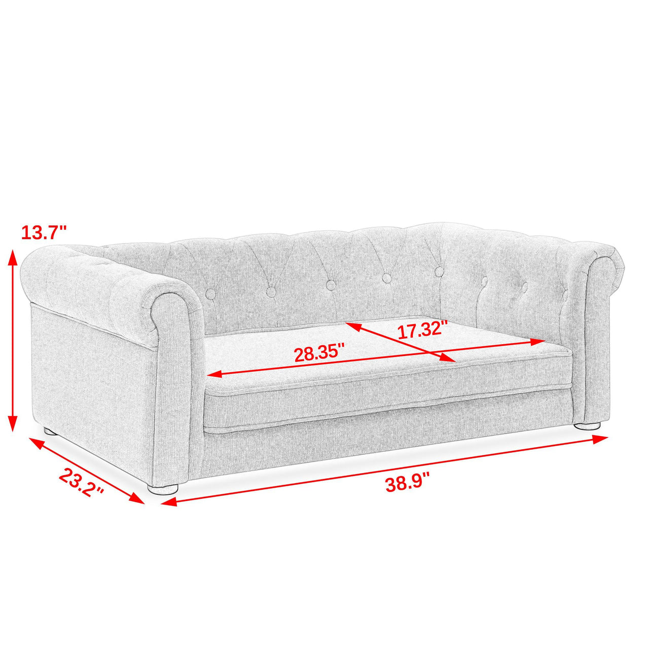 Modern Style Elegant Rectangle Pet Bed for Small and Medium Dogs, Durable Elevated Dog Sofa, Dark Grey Foam