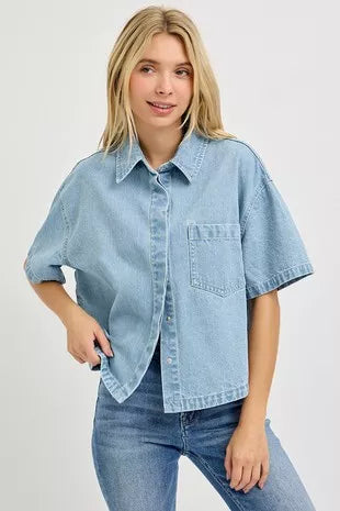 RISEN Oversized Half Sleeve Cropped Shirts