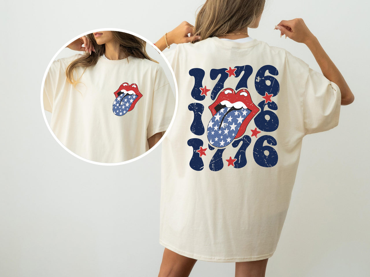 1776 America Rock And Roll Tongue Patriotic USA Independence Day Fourth Of July Comfort Colors Tee