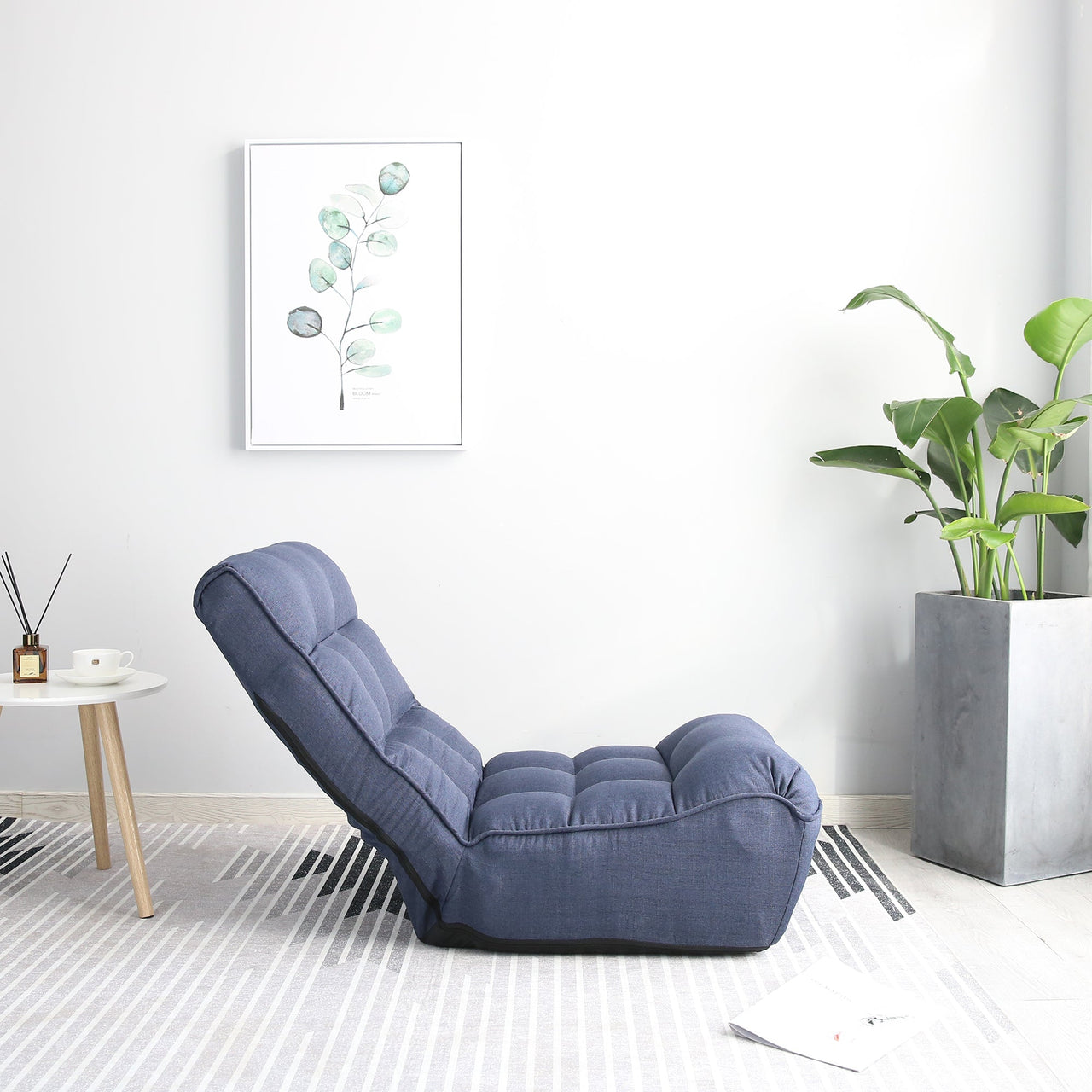 Single sofa reclining chair Japanese chair lazy sofa tatami balcony reclining chair leisure sofa adjustable chair,Navy