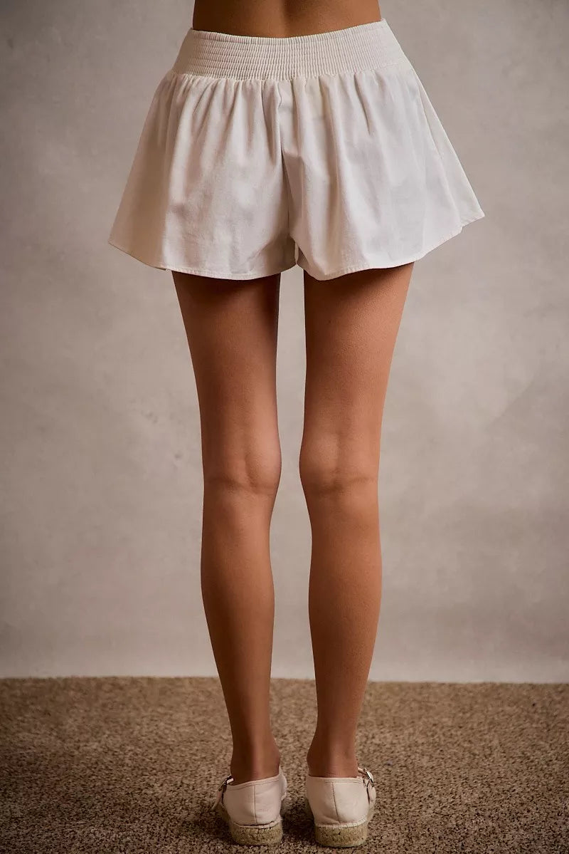 SO ME Denim Bubble Skort With Smocked Back