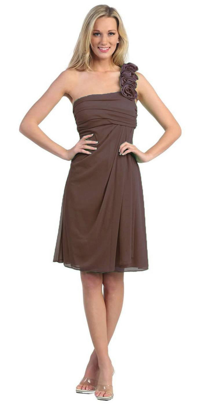 CLEARANCE - Eureka 1801 One Shoulder Knee Length Chiffon Dress (Size 2XL)