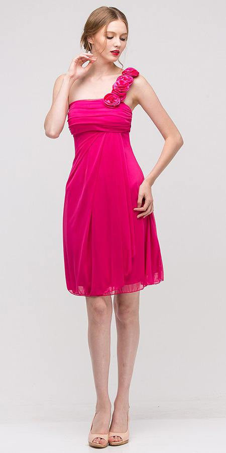 CLEARANCE - Eureka 1801 One Shoulder Knee Length Chiffon Dress (Size 2XL)