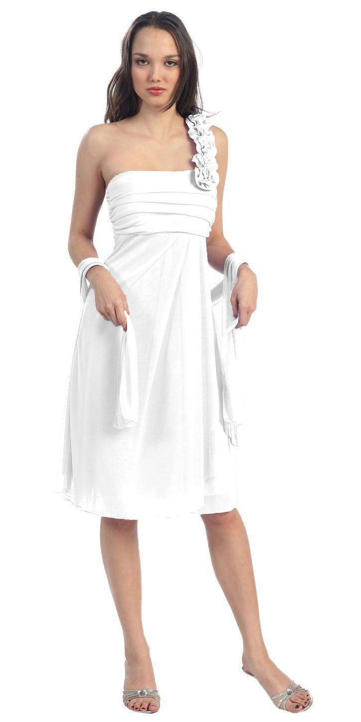 CLEARANCE - Eureka 1801 One Shoulder Knee Length Chiffon Dress (Size 2XL)