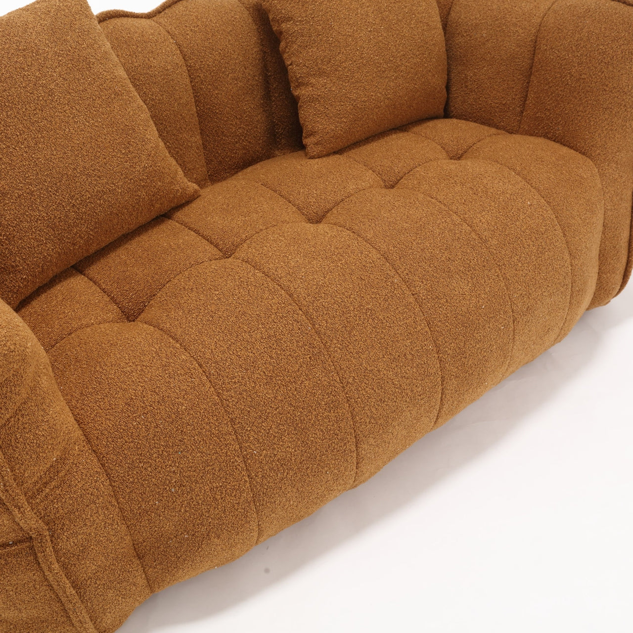 Cozy Beanbag Chair with High Resilience Foam Core for Two - Yellow Chenille, 66x35x25 inches