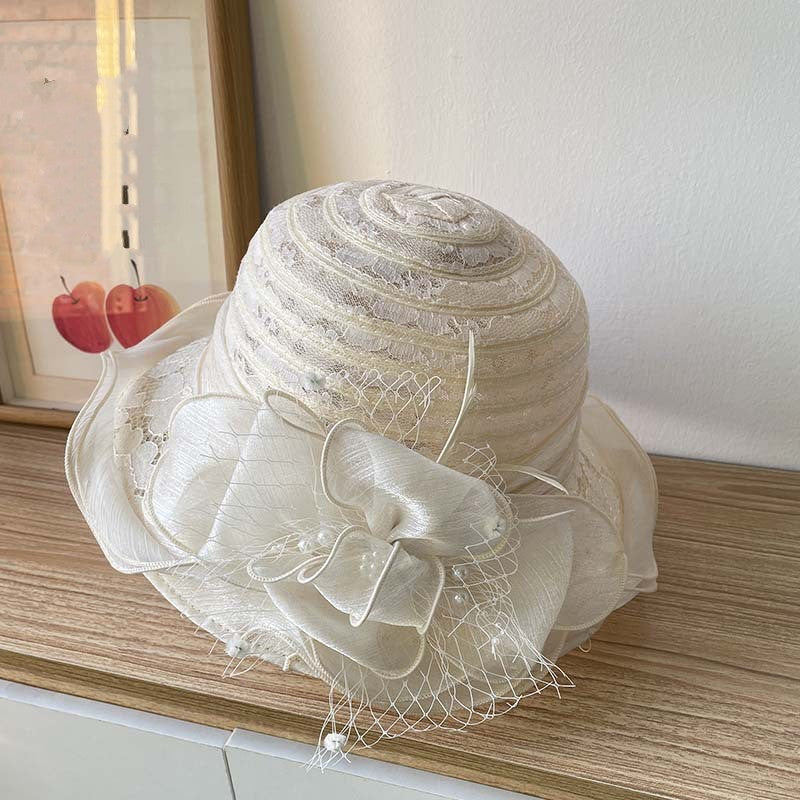 Mesh Straw Embroidered Beach Hat