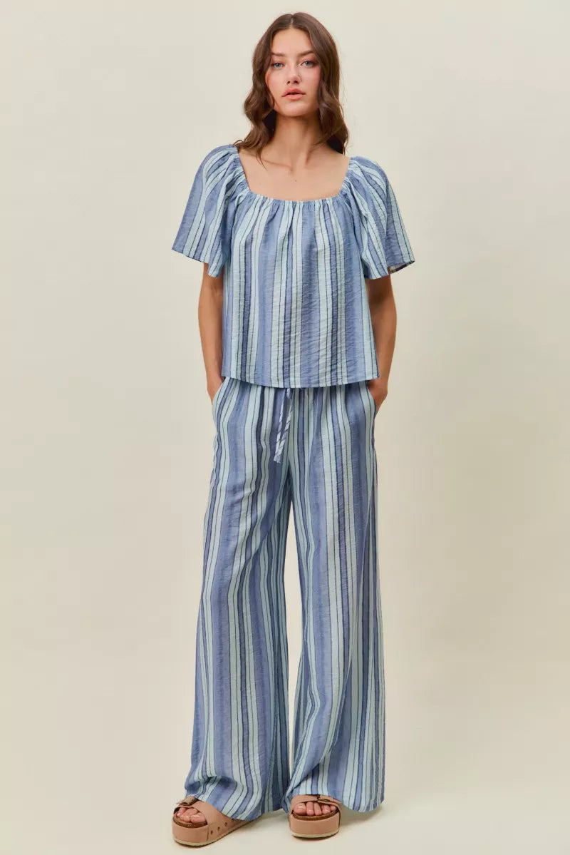 SO ME Stripe Wide Leg Pull On Pants